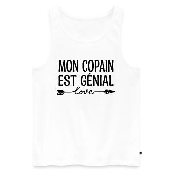 Mon Copain est génial, cadeau copain.cadeau copine - Débardeur bio Premium Homme - blanc - Devant - Michal (187cm)