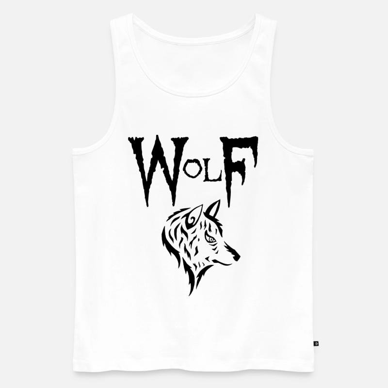 Schwarzer Wolf - Männer Premium Bio Tank Top - Weiß