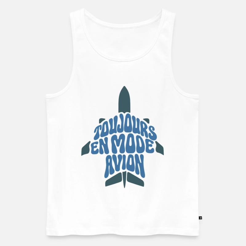 FLUGZEUGMODUS – lass uns reden. - Männer Premium Bio Tank Top - Weiß