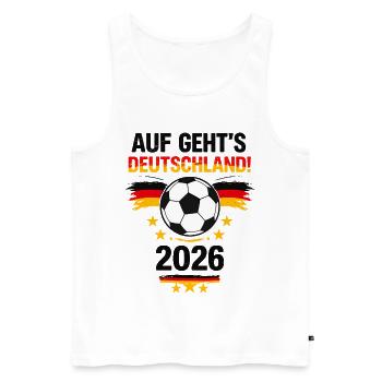 Allons-y, Allemagne – Football Fan Design 2026 - Débardeur bio Premium Homme - blanc - Devant - Michal (187cm)
