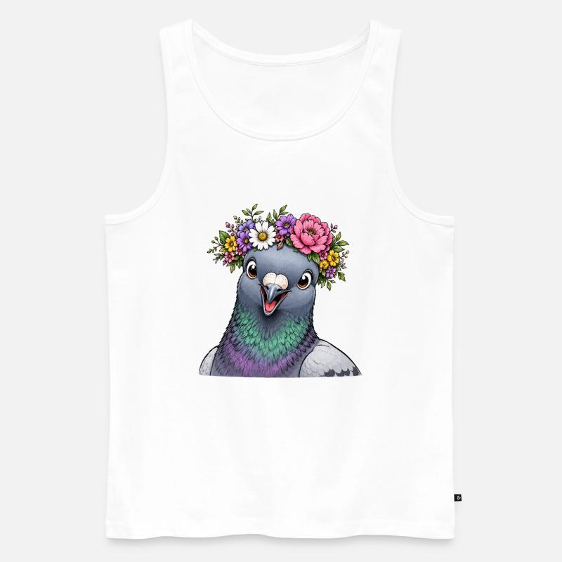 Taube mit Blumenschmuck  - Männer Premium Bio Tank Top - Weiß