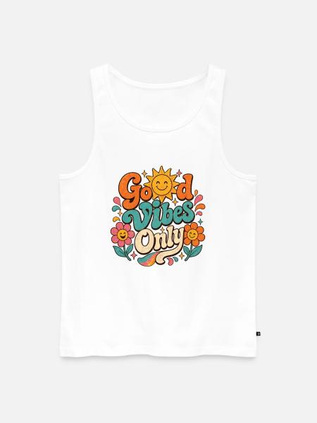 Good Vibe's Only Retro Floral - Men's Premium Organic Tank Top - white