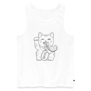 Bakeneko schwarz - Männer Premium Bio Tank Top - Weiß - Vorne - Michal (187cm)