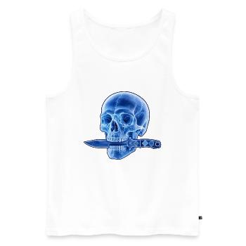 Dague du Crâne Bleu - Débardeur bio Premium Homme - blanc - Devant - Michal (187cm)