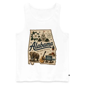 Vintage-Alabama State Pride Illustrated-Aufkleber - Männer Premium Bio Tank Top - Weiß - Vorne - Michal (187cm)