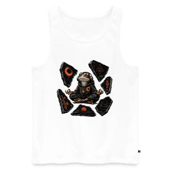 Meditierender Frosch Hoodie Zen - Männer Premium Bio Tank Top - Weiß - Vorne - Michal (187cm)