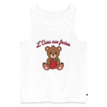 L'ours aux fraises - Débardeur bio Premium Homme - blanc - Devant - Michal (187cm)
