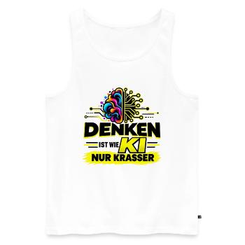 Denken ist wie KI – nur krasser - Männer Premium Bio Tank Top - Weiß - Vorne - Michal (187cm)