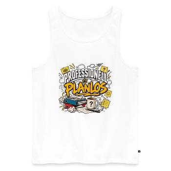 Professionell planlos – Lustiger Büro Spruch - Männer Premium Bio Tank Top - Weiß - Vorne - Michal (187cm)