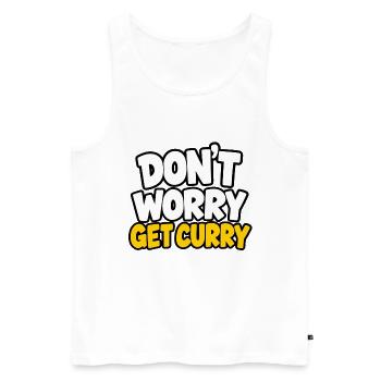 Don't Worry Get Curry – Lustiger Curry Spruch - Männer Premium Bio Tank Top - Weiß - Vorne - Michal (187cm)