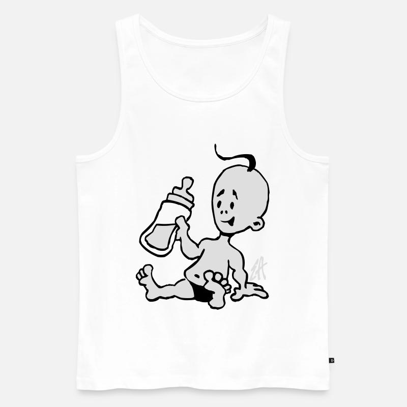 Baby mit einer Milchflasche - Männer Premium Bio Tank Top - Weiß