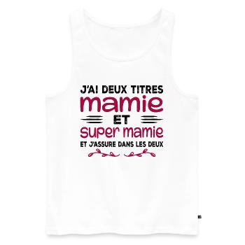 Ich habe zwei Titel: Oma und Super Oma, Geschenk, Oma - Männer Premium Bio Tank Top - Weiß - Vorne - AI Model Male 178 light (178cm)