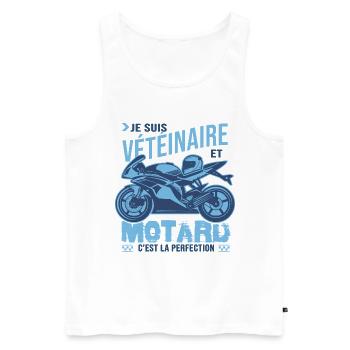 motard parfait vétéinaire parfait - Débardeur bio Premium Homme - blanc - Devant - Michal (187cm)