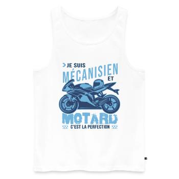 motard parfait mécanisien parfait - Débardeur bio Premium Homme - blanc - Devant - Michal (187cm)