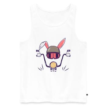 Lapin Motocycliste Motard - Débardeur bio Premium Homme - blanc - Devant - Michal (187cm)