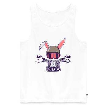 Lapin Motocycliste Motard - Débardeur bio Premium Homme - blanc - Devant - Michal (187cm)