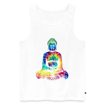 Buddha Tie Dye Vintage Yoga - Men's Premium Organic Tank Top - white - Front - AI Model Male 178 light (178cm)