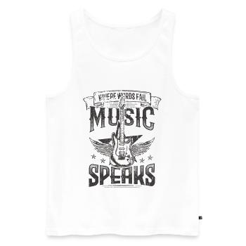 Music Speaks Hard Rock Music Rocker Band Guitare - Débardeur bio Premium Homme - blanc - Devant - AI Model Male 178 light (178cm)
