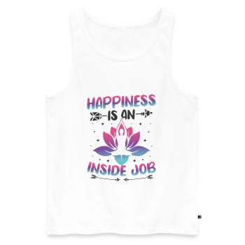 Buntes Namaste Yoga Lotusblume Meditation - Männer Premium Bio Tank Top - Weiß - Vorne - Michal (187cm)