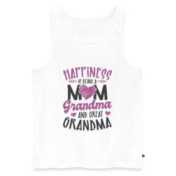 Le bonheur c'est maman grand-mère et arrière-grand-mère - Débardeur bio Premium Homme - blanc - Devant - Michal (187cm)