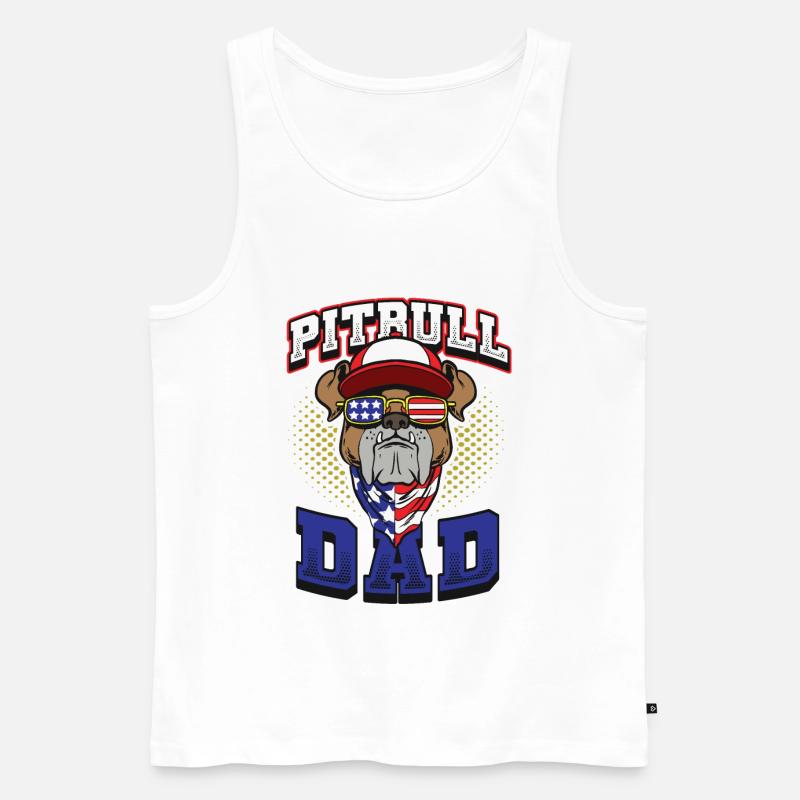 American Pitbull Dad 4. Juli - Männer Premium Bio Tank Top - Weiß