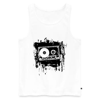 Cassette Tape MC Mixtape 70s 80s 90s - Débardeur bio Premium Homme - blanc - Devant - AI Model Male 178 light (178cm)
