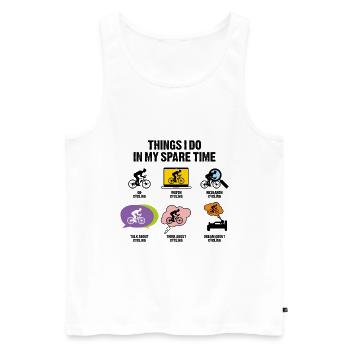 DINGE, DIE ICH IN MEINER FREIZEIT BEIM RADFAHREN MACHE - Männer Premium Bio Tank Top - Weiß - Vorne - Michal (187cm)
