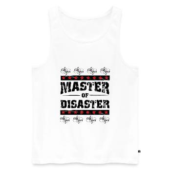 Master of Disaster, black. - Men's Premium Organic Tank Top - white - Front - AI Model Male 178 light (178cm)