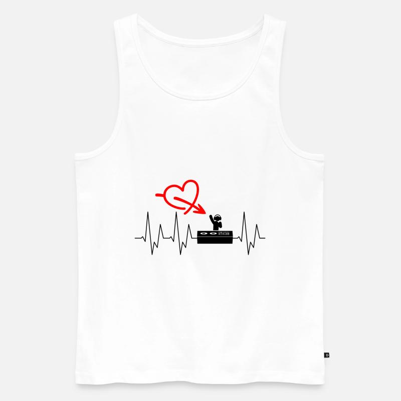Techno - Mischpult - Schalplatten - DJ - Kopfhörer - Männer Premium Bio Tank Top - Weiß