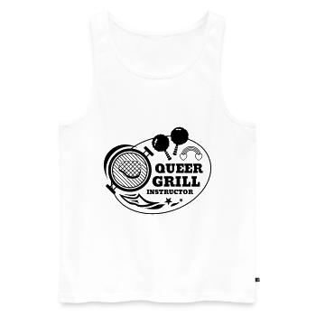 Queer Grill Instructor BBQ Gift Idea - Men's Premium Organic Tank Top - white - Front - AI Model Male 178 light (178cm)