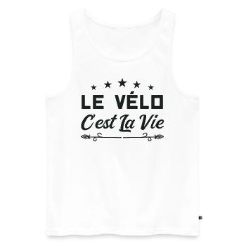 Le vélo c'est la vie - Débardeur bio Premium Homme - blanc - Devant - Michal (187cm)