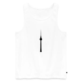 Fernsehturm Berlin - Männer Premium Bio Tank Top - Weiß - Vorne - Michal (187cm)