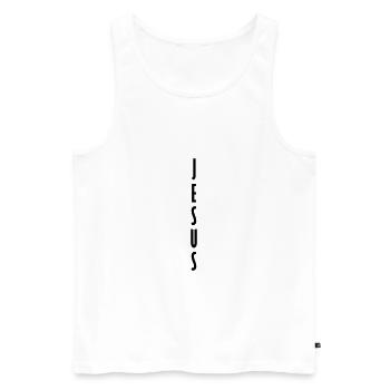Text Logo Jesus - Männer Premium Bio Tank Top - Weiß - Vorne - AI Model Male 178 light (178cm)