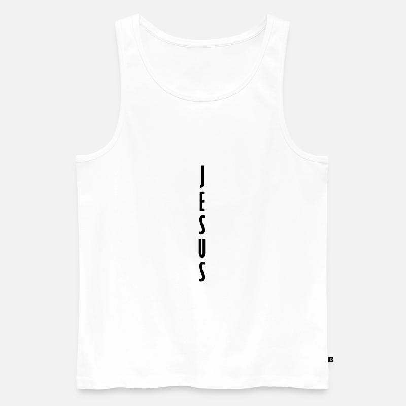 Text Logo Jesus - Männer Premium Bio Tank Top - Weiß