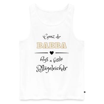 Ganz der Papa - Pflegeleichter - Schwäbisch Dialek - Männer Premium Bio Tank Top - Weiß - Vorne - Michal (187cm)