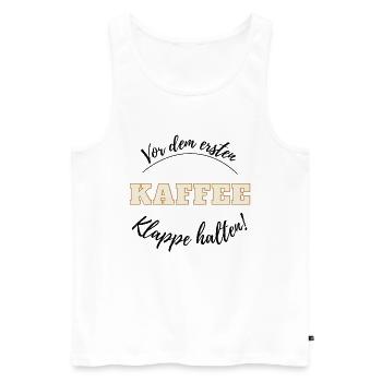 Vor dem ersten Kaffee - Notwehr - Klappe halten - Männer Premium Bio Tank Top - Weiß - Vorne - AI Model Male 178 light (178cm)