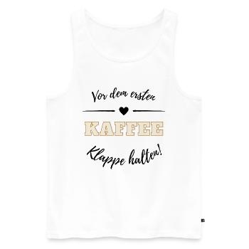 Vor dem ersten Kaffee - Klappe halten! - Männer Premium Bio Tank Top - Weiß - Vorne - AI Model Male 178 light (178cm)