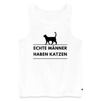 Echte Männer Haben Katzen Cat Dad - Männer Premium Bio Tank Top - Weiß - Vorne - Michal (187cm)