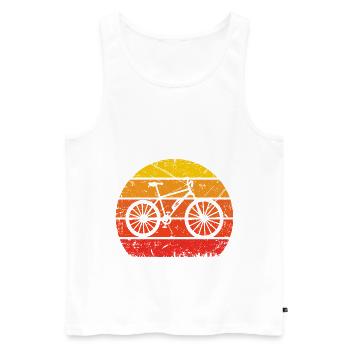 Vintage Sonne und E-Bike - - Männer Premium Bio Tank Top - Weiß - Vorne - Michal (187cm)