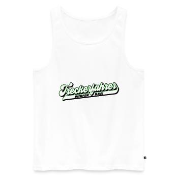 Farben änderbar | Treckerfahrer dürfen das - Männer Premium Bio Tank Top - Weiß - Vorne - Michal (187cm)