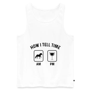 Wie sage ich Zeit am PM - - Männer Premium Bio Tank Top - Weiß - Vorne - AI Model Male 178 light (178cm)