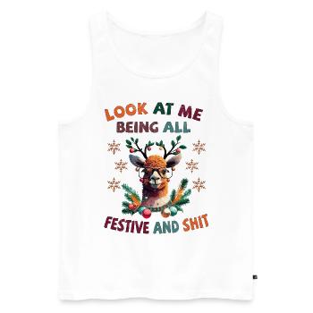 Look at me being all festive and shit - Lama - Männer Premium Bio Tank Top - Weiß - Vorne - Michal (187cm)