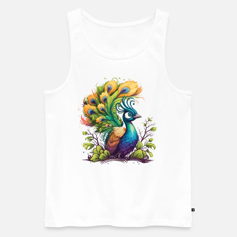Stolzer Pfau - Männer Premium Bio Tank Top - Weiß