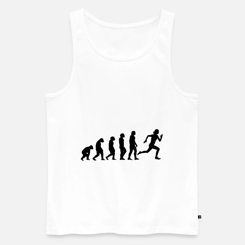 Evolution und Laufen - - Männer Premium Bio Tank Top - Weiß