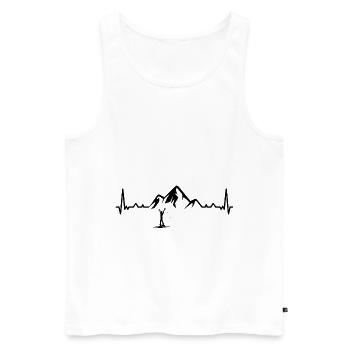 Heartbeat Mountain 1 et le ski - - Débardeur bio Premium Homme - blanc - Devant - Michal (187cm)