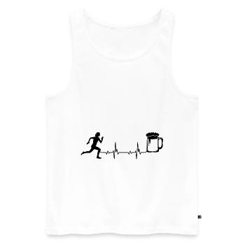 Heartbeat Beer et course à pied - - Débardeur bio Premium Homme - blanc - Devant - Michal (187cm)