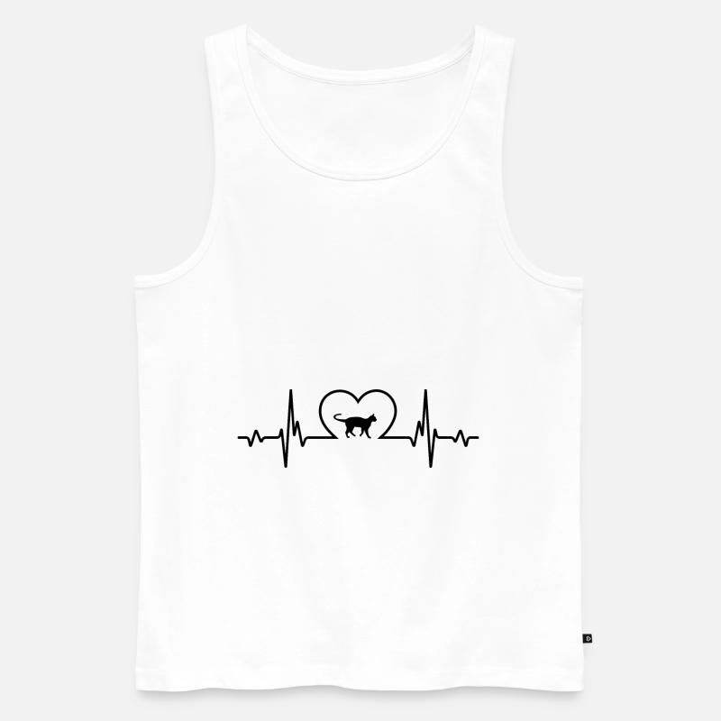 Herzschlagherz und Katze - (2) - Männer Premium Bio Tank Top - Weiß