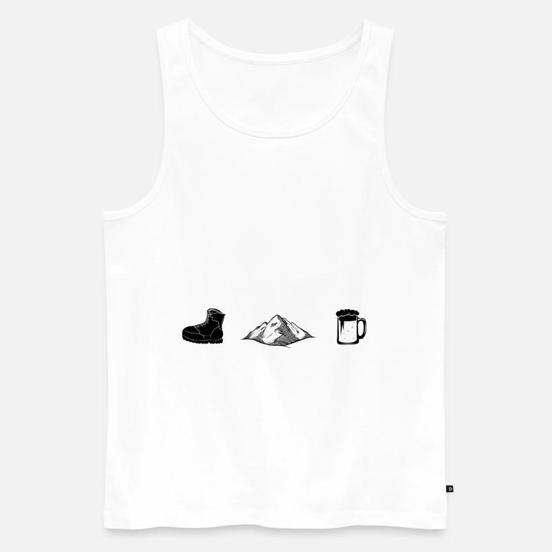 Wanders, Berge, Bier - - Männer Premium Bio Tank Top - Weiß