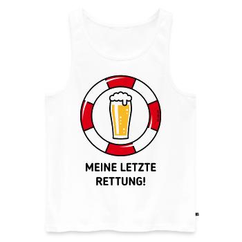 Meine Letzte Rettung! (Bier / Willibecher / POS) - Männer Premium Bio Tank Top - Weiß - Vorne - Michal (187cm)