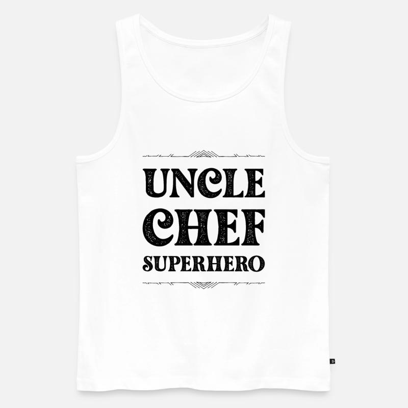 Onkel Chef Superheld - Männer Premium Bio Tank Top - Weiß